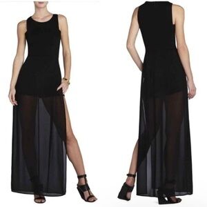 BCBGMaxazria Elegant Black Sheer Overlay romper size 0